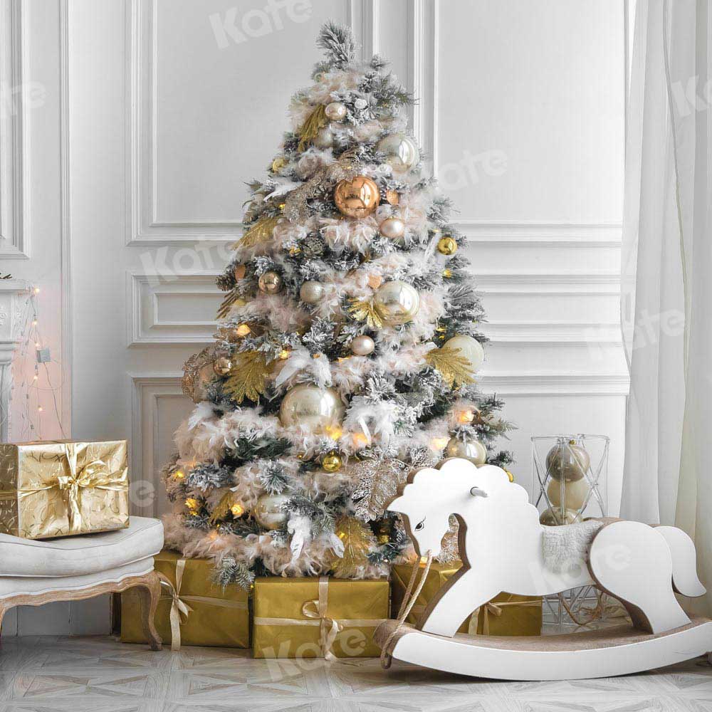 Kate Winter Hintergrund Weihnachten Retro Wand Trojanisches Pferd von Chain Photography - Kate Backdrop.de