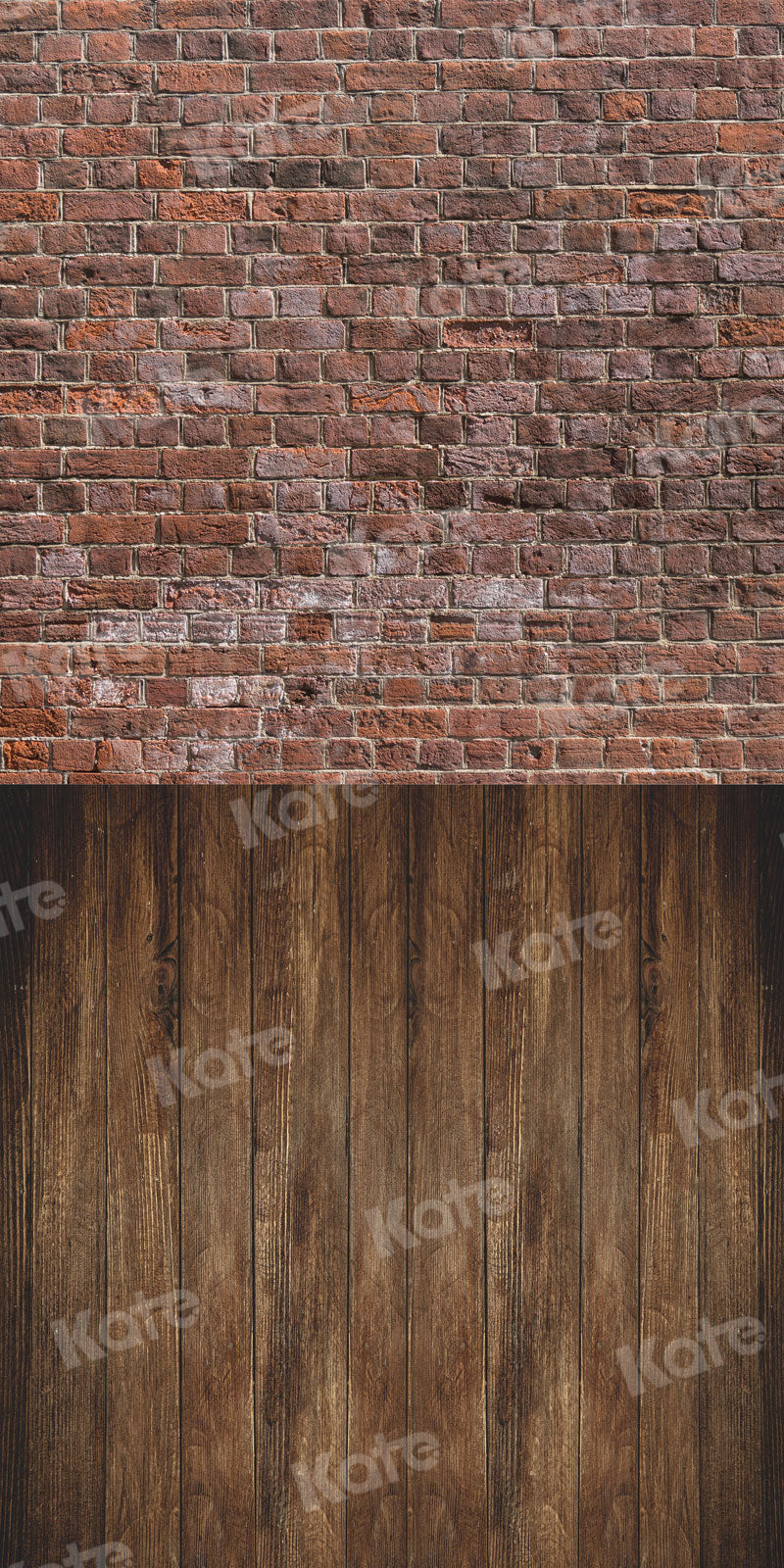 Kate Kombibackdrop Backstein Wand Hintergrund Holz für Fotografie rot braun - Kate Backdrop.de