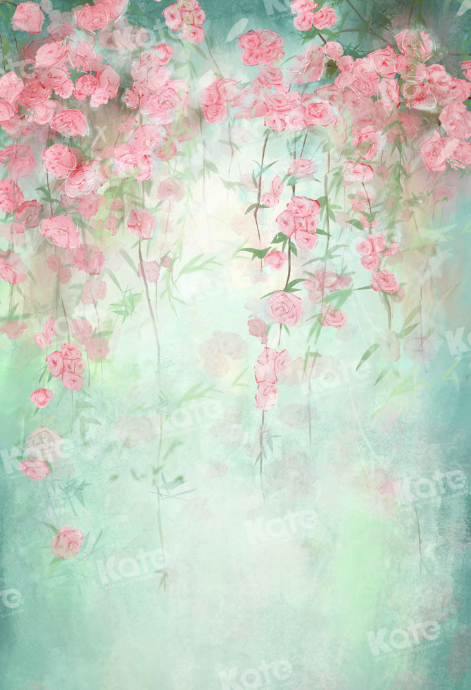 Kate Frühling Floral Hand gemalt Grün Hintergrund von GQ - Kate Backdrop.de