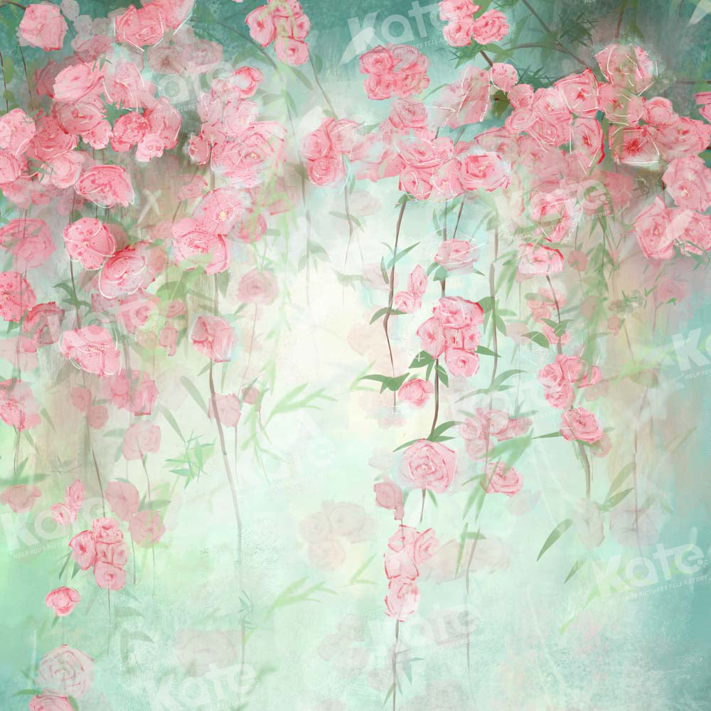 Kate Frühling Floral Hand gemalt Grün Hintergrund von GQ - Kate Backdrop.de