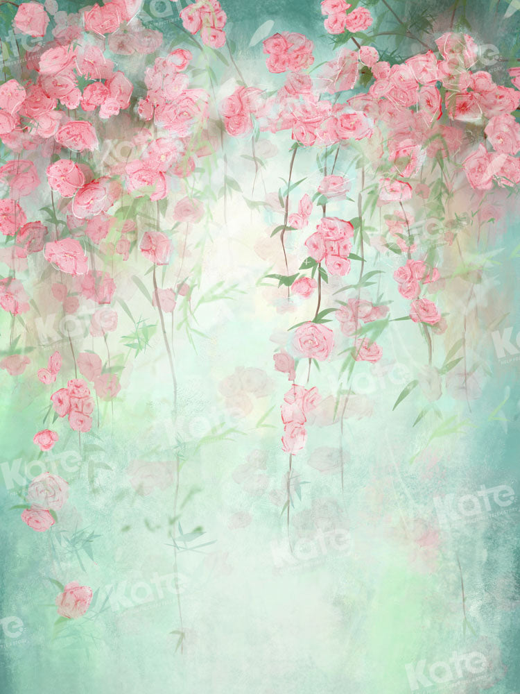 Kate Frühling Floral Hand gemalt Grün Hintergrund von GQ - Kate Backdrop.de