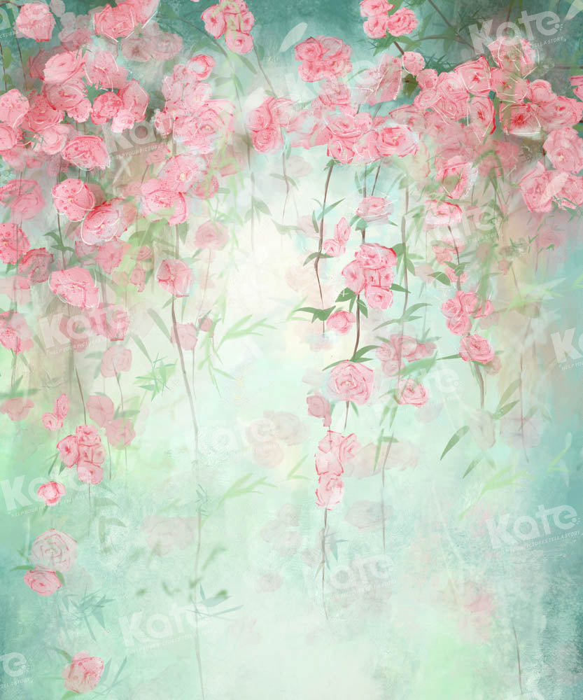 Kate Frühling Floral Hand gemalt Grün Hintergrund von GQ - Kate Backdrop.de