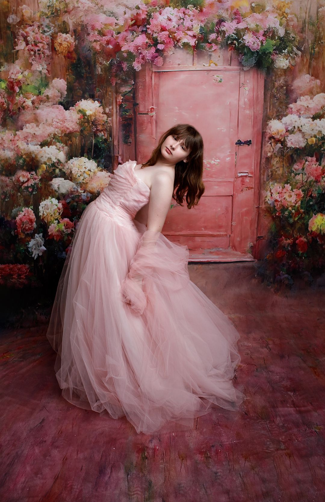 Kate Frühling Retro Malerei blühende Blume Tür Kulisse für Fotografie - Kate Backdrop.de