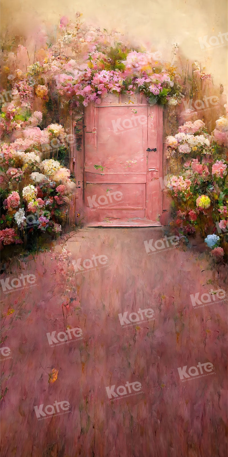 Kate Frühling Retro Malerei blühende Blume Tür Kulisse für Fotografie - Kate Backdrop.de