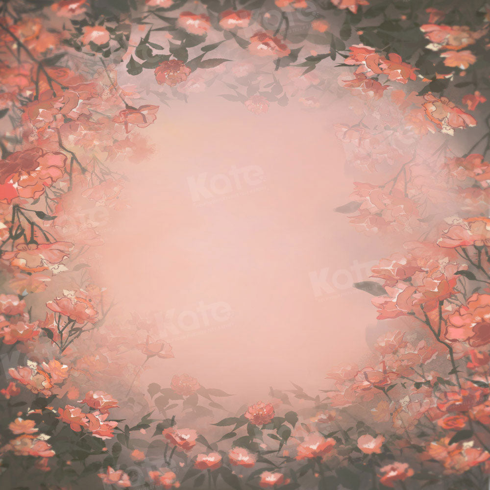 Kate Fine Art Orange Rot Floral Hintergrund von GQ - Kate Backdrop.de