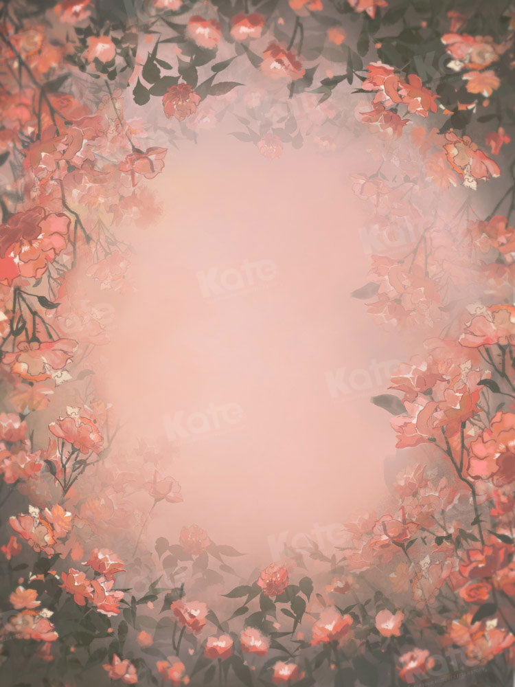 Kate Fine Art Orange Rot Floral Hintergrund von GQ - Kate Backdrop.de