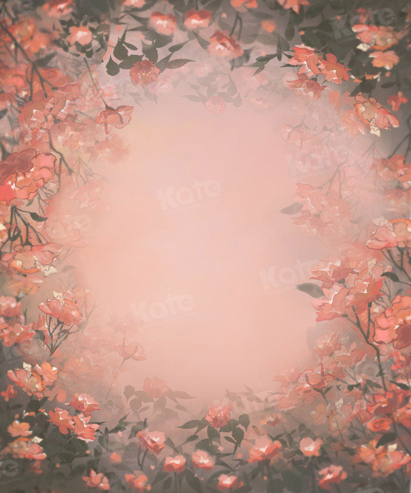 Kate Fine Art Orange Rot Floral Hintergrund von GQ - Kate Backdrop.de