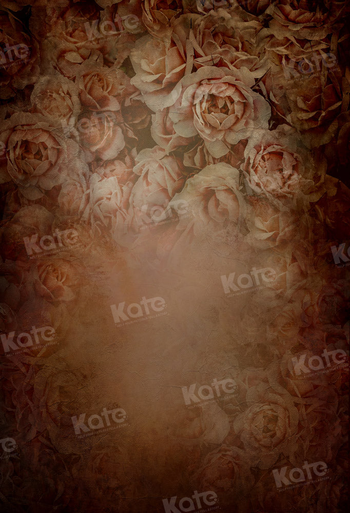 Kate Retro Floral Braun Hintergrund von GQ - Kate Backdrop.de