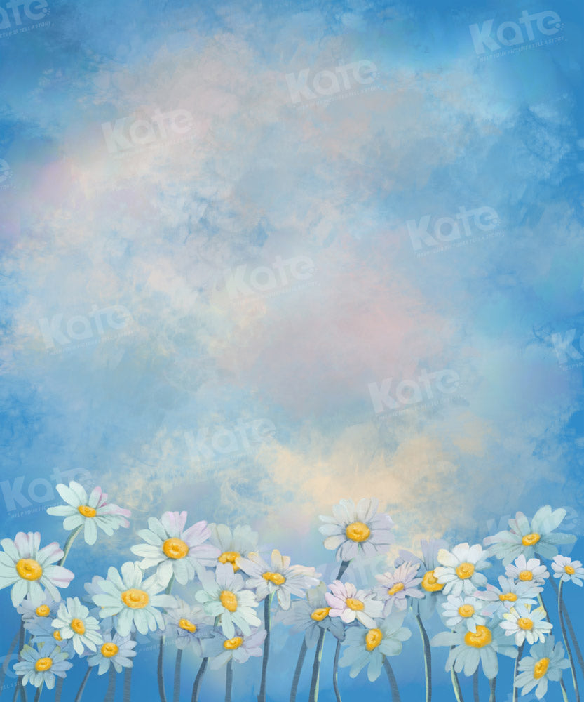 Kate Sommer Blauer Himmel Fine Art Daisy Blumenhintergrund von GQ - Kate Backdrop.de