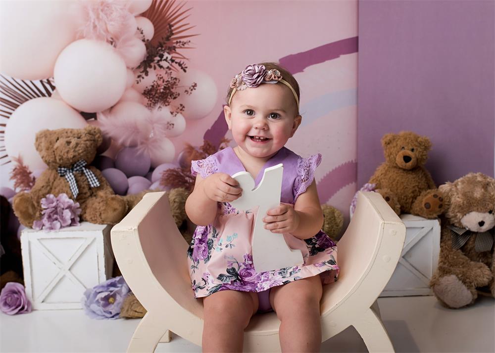 Kate Lila Boho Luftballons Hintergrund Cake Smash Party von Uta Mueller Photography - Kate Backdrop.de
