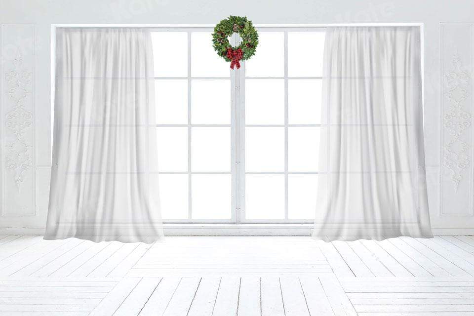 Kate Weihnachten weißer Vorhang Retro Fenster Hintergrund für die Fotografie