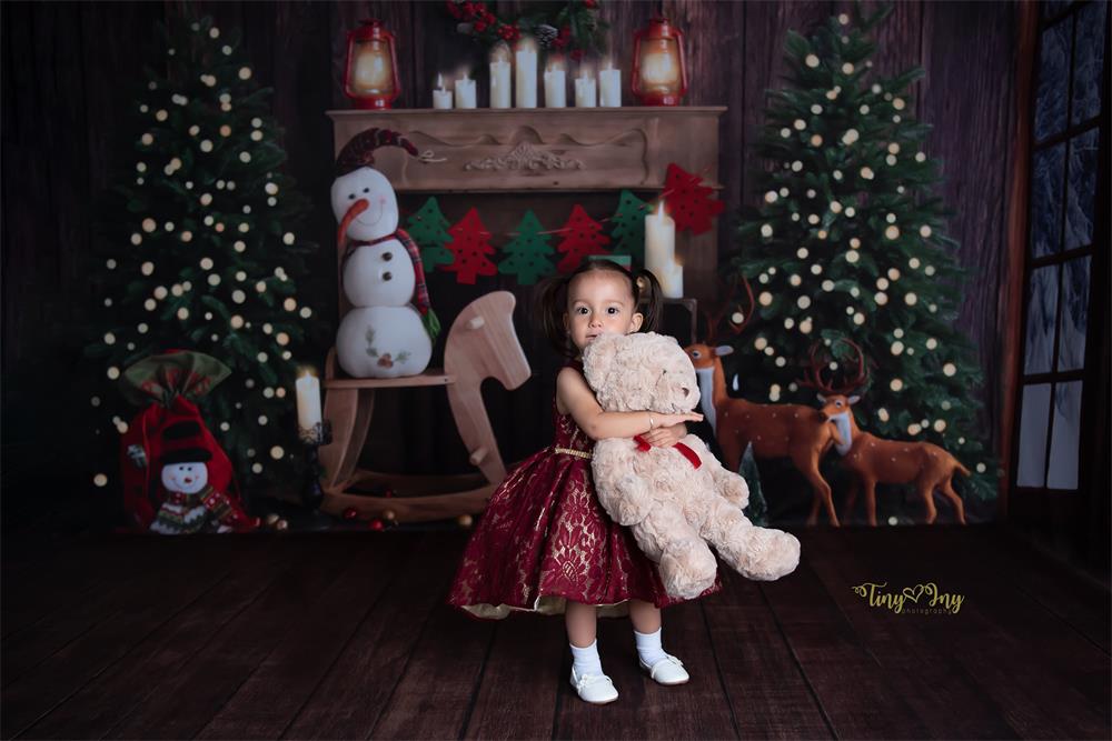 Kate Weihnachten Schneemann Elch Kamin Hintergrund von Emetselch - Kate Backdrop.de