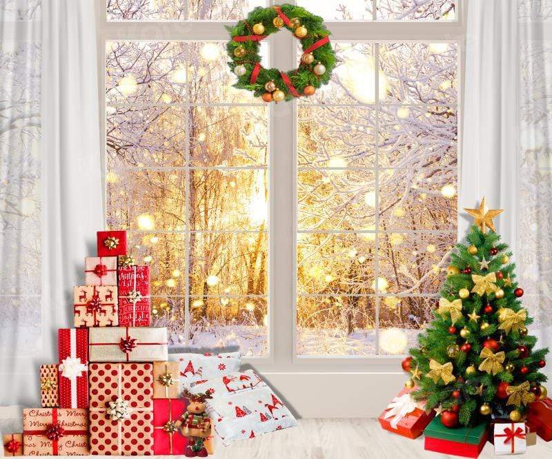 Kate Weihnachten Winter Fenster Weißer Schnee Hintergrund für Fotografie - Kate Backdrop.de