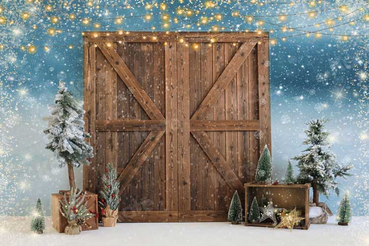 Kate Weihnachten Scheunentor Schnee Hintergrund für die Fotografie