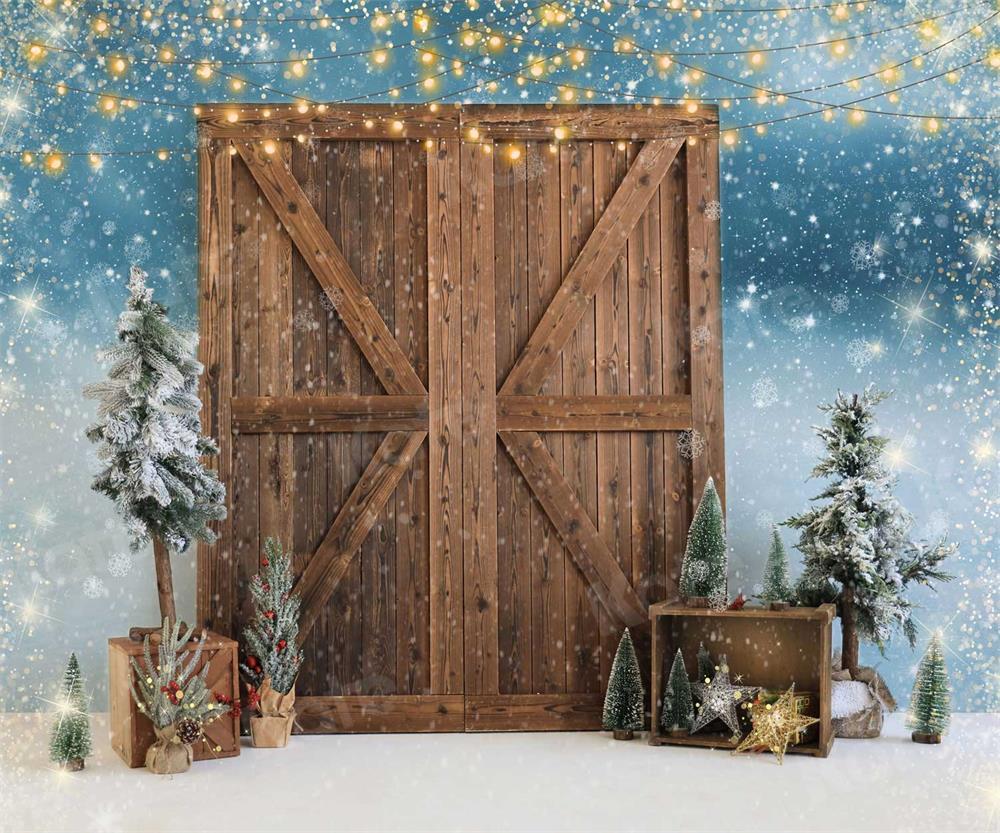 Kate Weihnachten Scheunentor Schnee Hintergrund für die Fotografie