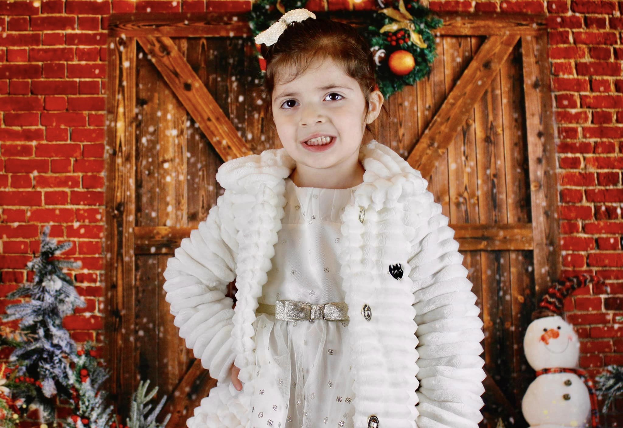 Kate Weihnachten Scheunentor Backstein Schneemann Hintergrund für Fotografie - Kate Backdrop.de