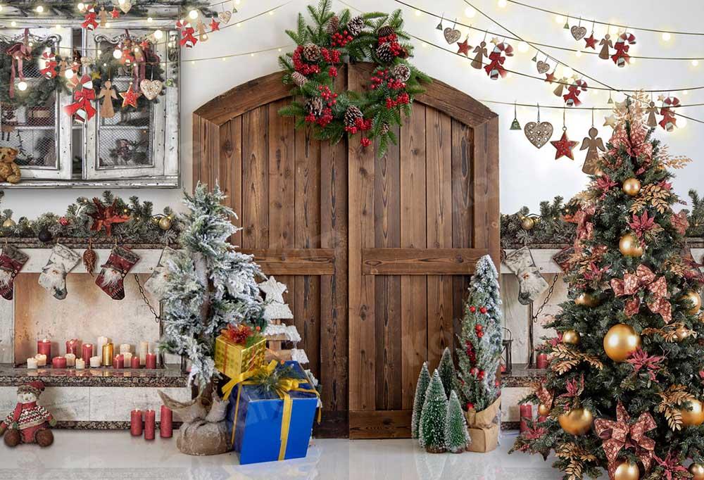 Kate Weihnachten Baum Scheunentor Hintergrund für die Fotografie - Kate Backdrop.de