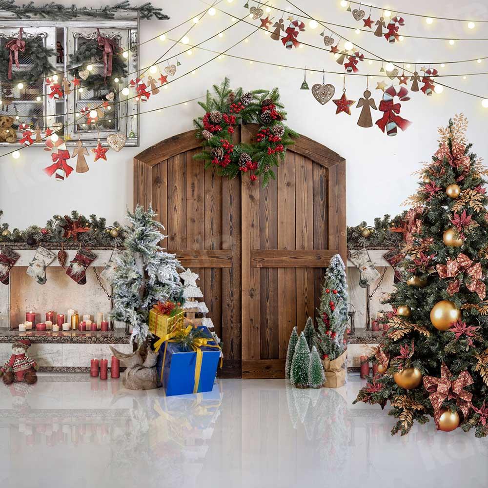 Kate Weihnachten Baum Scheunentor Hintergrund für die Fotografie - Kate Backdrop.de