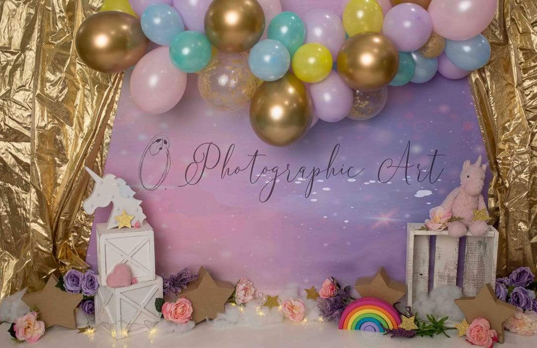 Kate Einhorn Geburtstag Party Cake Smash Hintergrund für die Fotografie von Jenna Onyia