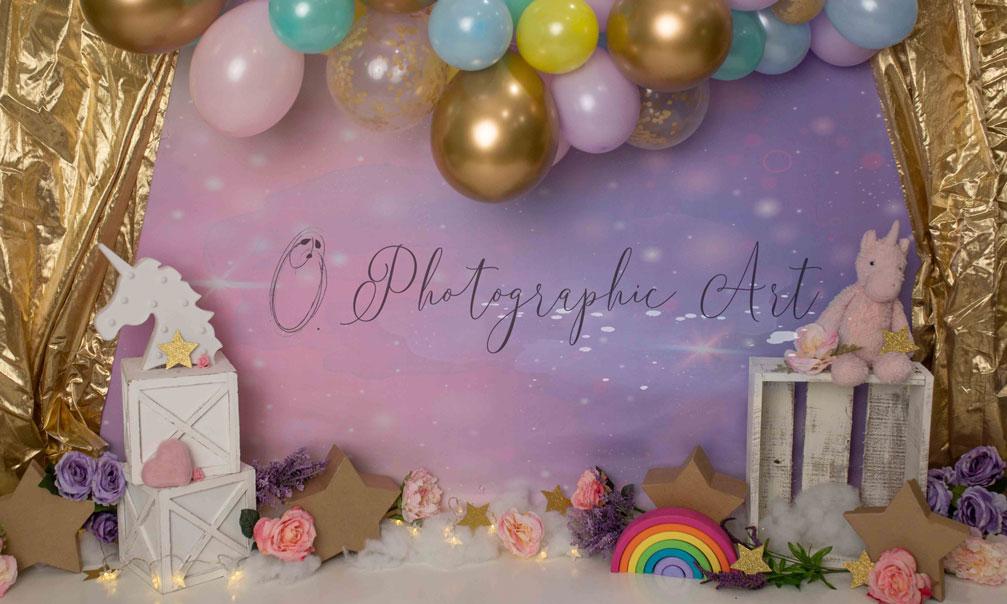 Kate Einhorn Geburtstag Party Cake Smash Hintergrund für die Fotografie von Jenna Onyia