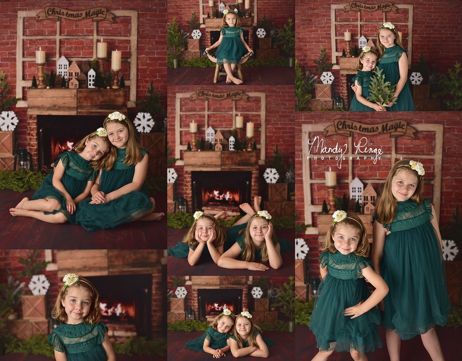 Kate Weihnachten Hintergrund Rot Backstein Kamin von Mandy Ringe Photography