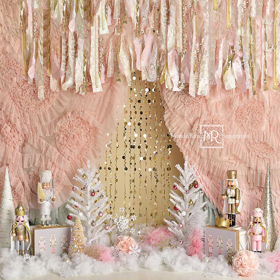 Kate Weihnachten rosa goldene Nussknacker Hintergrund von Mandy Ringe Photography - Kate Backdrop.de