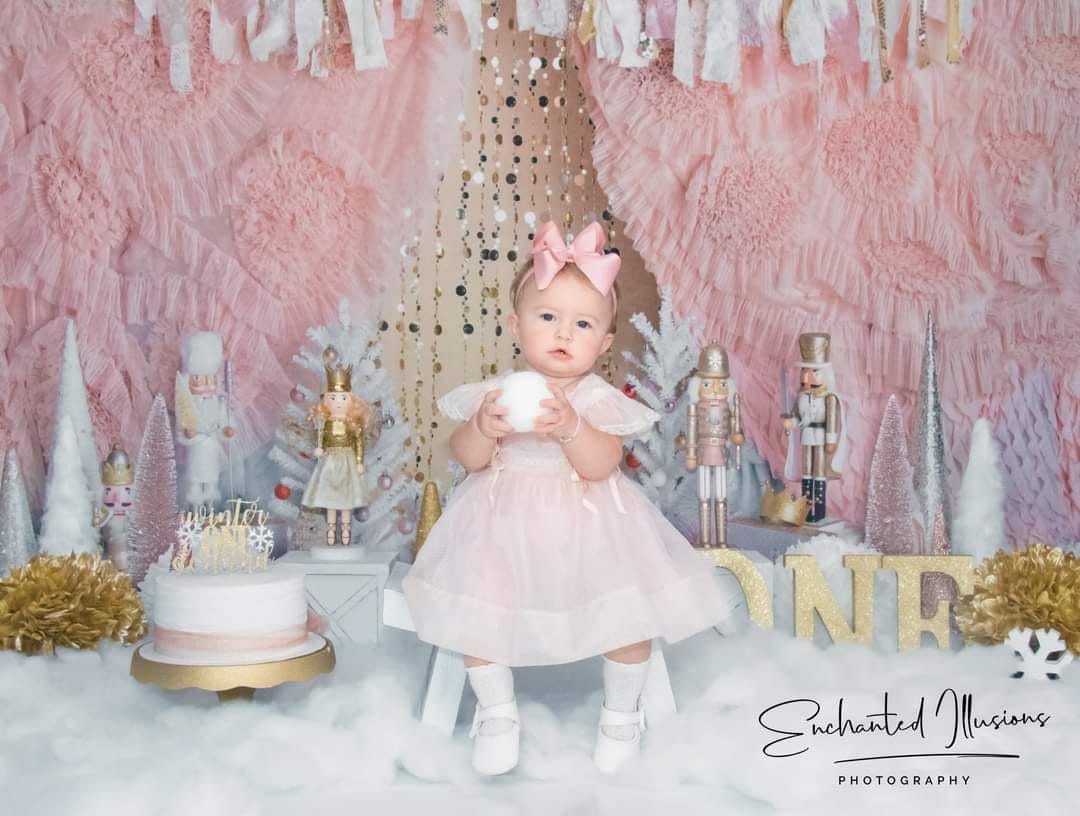 Kate Weihnachten rosa goldene Nussknacker Hintergrund von Mandy Ringe Photography - Kate Backdrop.de