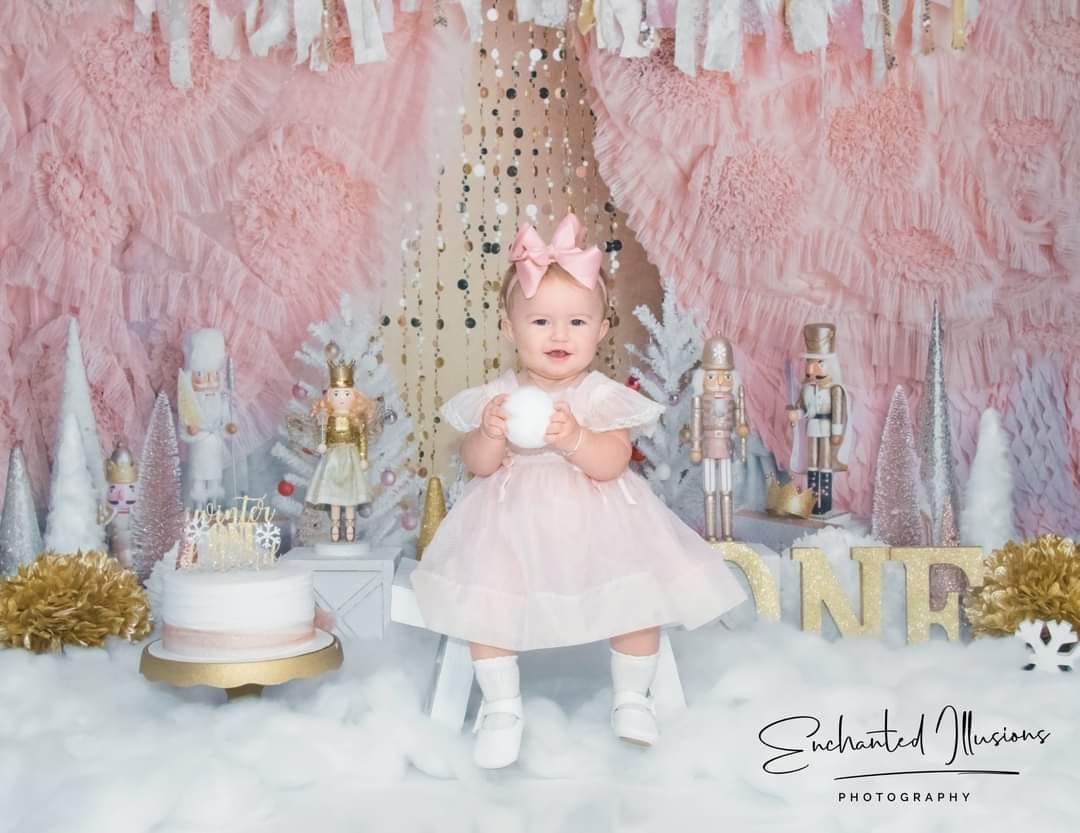 Kate Weihnachten rosa goldene Nussknacker Hintergrund von Mandy Ringe Photography - Kate Backdrop.de