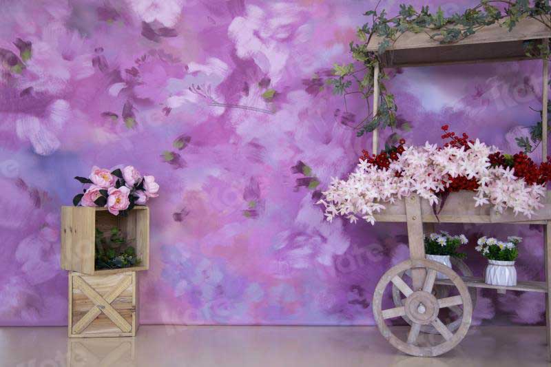 Kate Cake Smash Blumen Mädchen Lila Hintergrund für Fotografie