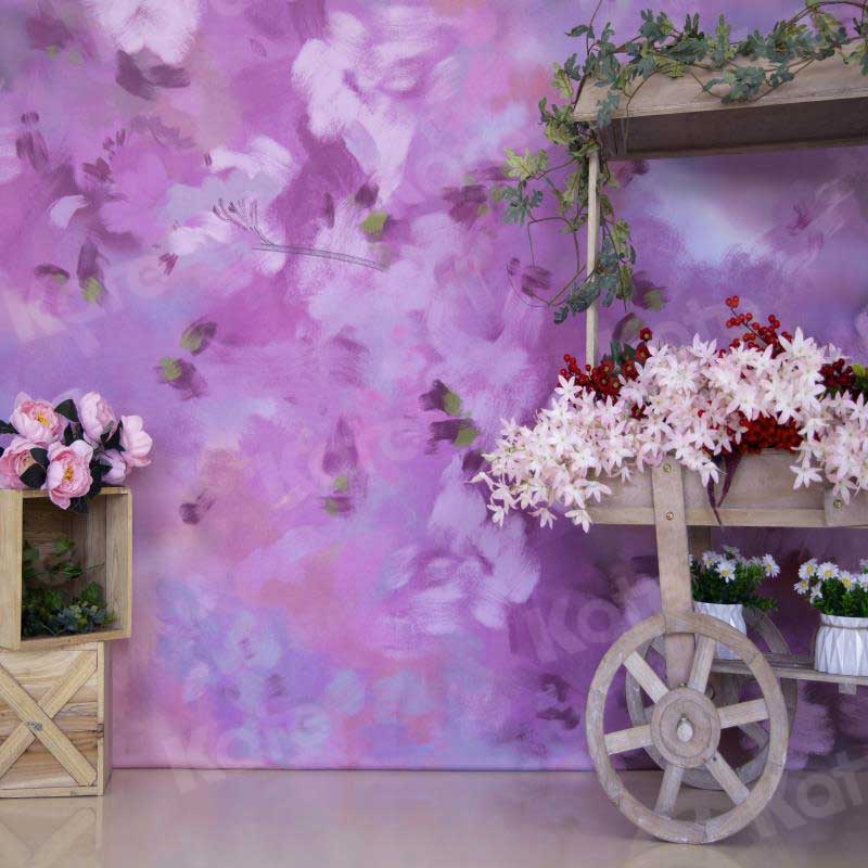 Kate Cake Smash Blumen Mädchen Lila Hintergrund für Fotografie
