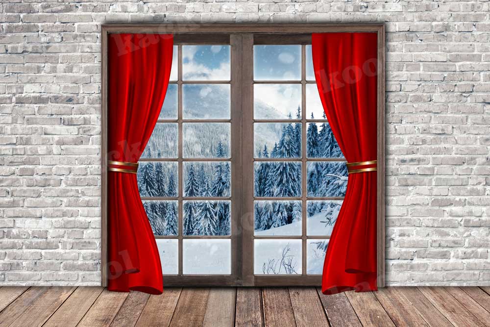 Kate Weihnachten Backstein Holz Winter Hintergrund für die Fotografie - Kate Backdrop.de