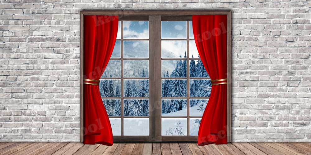 Kate Weihnachten Backstein Holz Winter Hintergrund für die Fotografie - Kate Backdrop.de