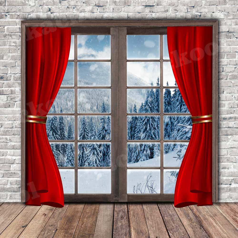 Kate Weihnachten Backstein Holz Winter Hintergrund für die Fotografie - Kate Backdrop.de