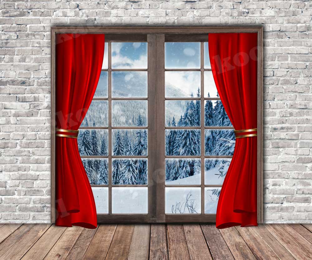 Kate Weihnachten Backstein Holz Winter Hintergrund für die Fotografie - Kate Backdrop.de