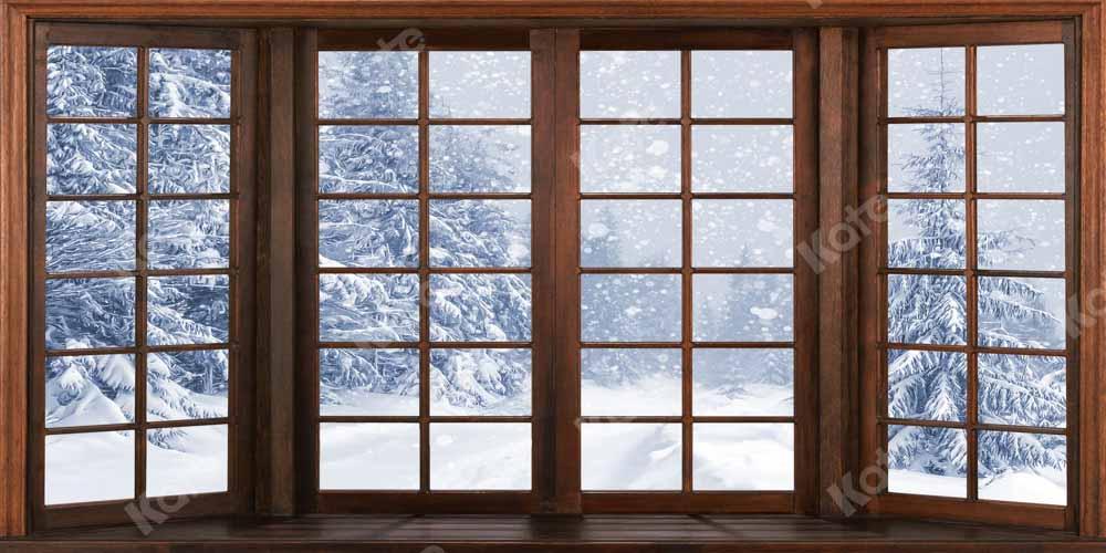 Kate Winter Schnee Holz Tür Hintergrund von Chain Photography - Kate Backdrop.de