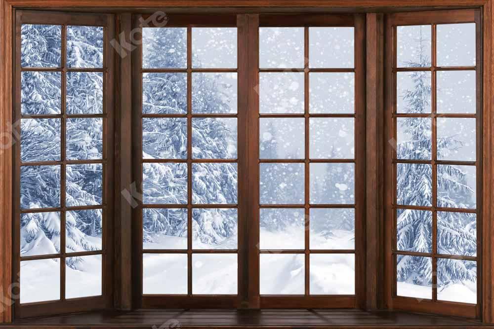 Kate Winter Schnee Holz Tür Hintergrund von Chain Photography - Kate Backdrop.de