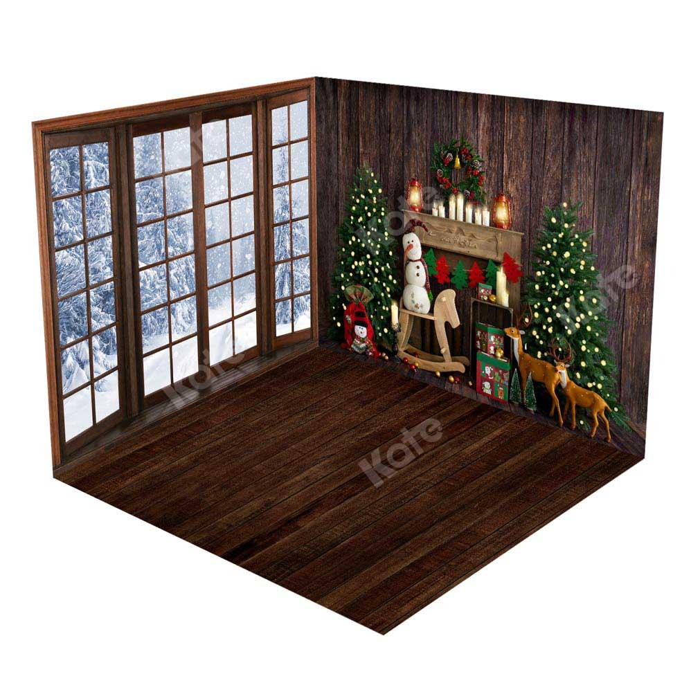 Kate Weihnachten Winter Zimmer Set Fenster Holz - Kate Backdrop.de