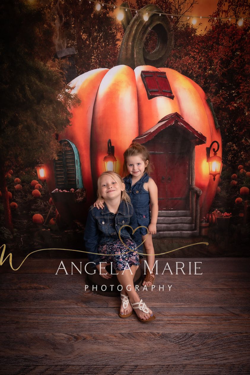 Kate Herbst Kürbis Hintergrund Halloween Lichter für Fotografie - Kate Backdrop.de