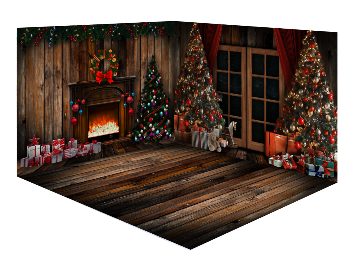 Kate Weihnachten Kamin Zimmer Set Weihnachtsbaum Holz - Kate Backdrop.de