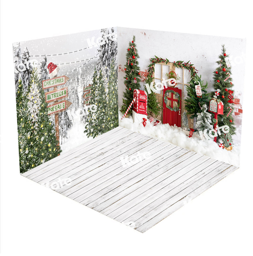 Kate Weihnachten Baum Bauernhof Schnee Zimmer - Kate Backdrop.de