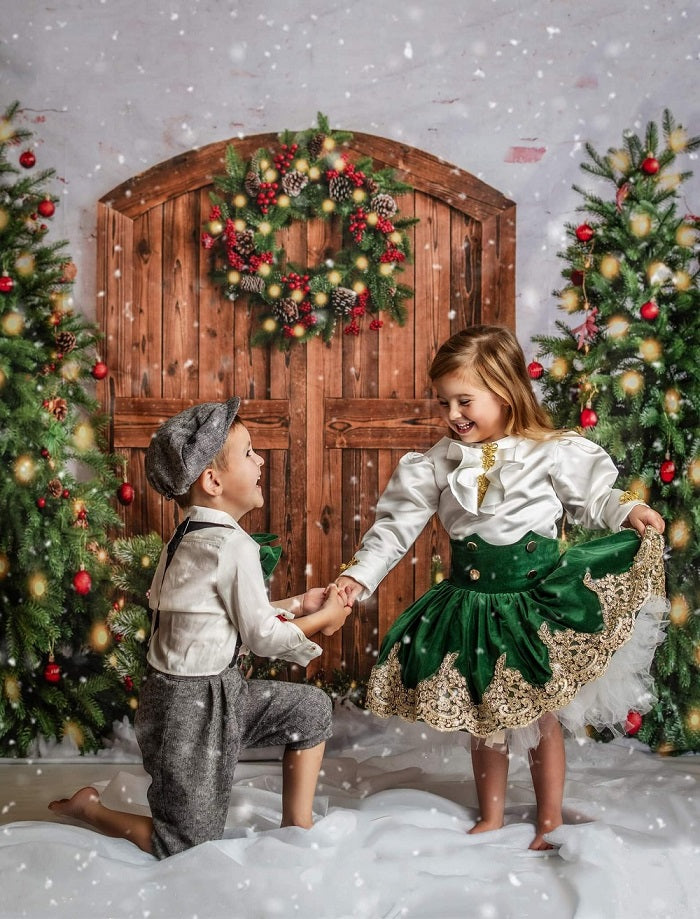 Kate Weihnachten Weihnachten Kranz Hintergrund Schnee von Emetselch - Kate Backdrop.de