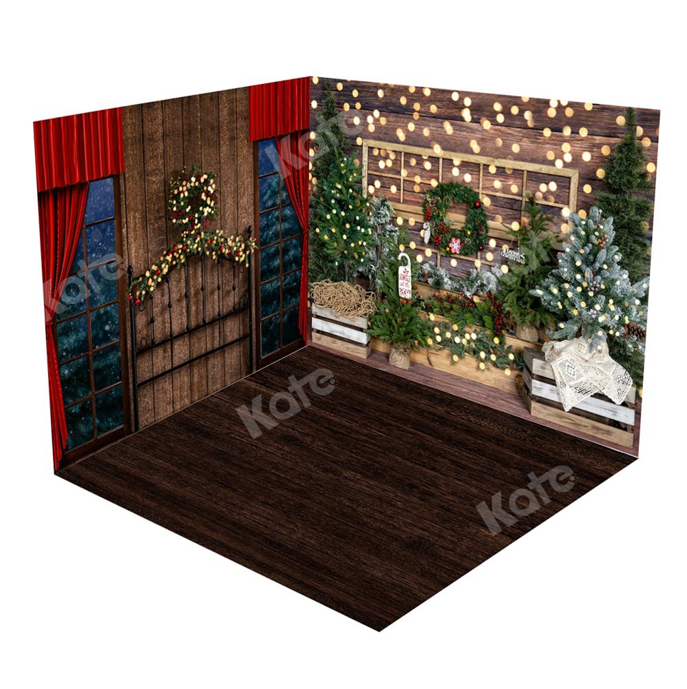 Kate Weihnachten Kopfteil Bäume Vintage Kranz Zimmer - Kate Backdrop.de