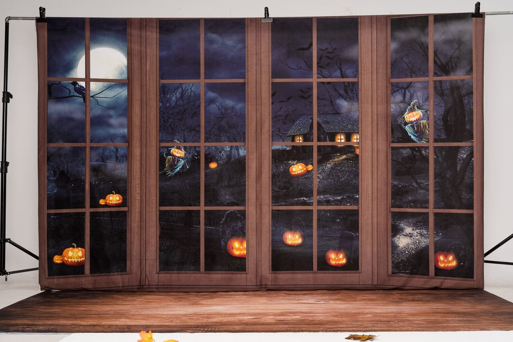 Kate Holz Fenster Halloween Hintergrund von Chain Photography - Kate Backdrop.de