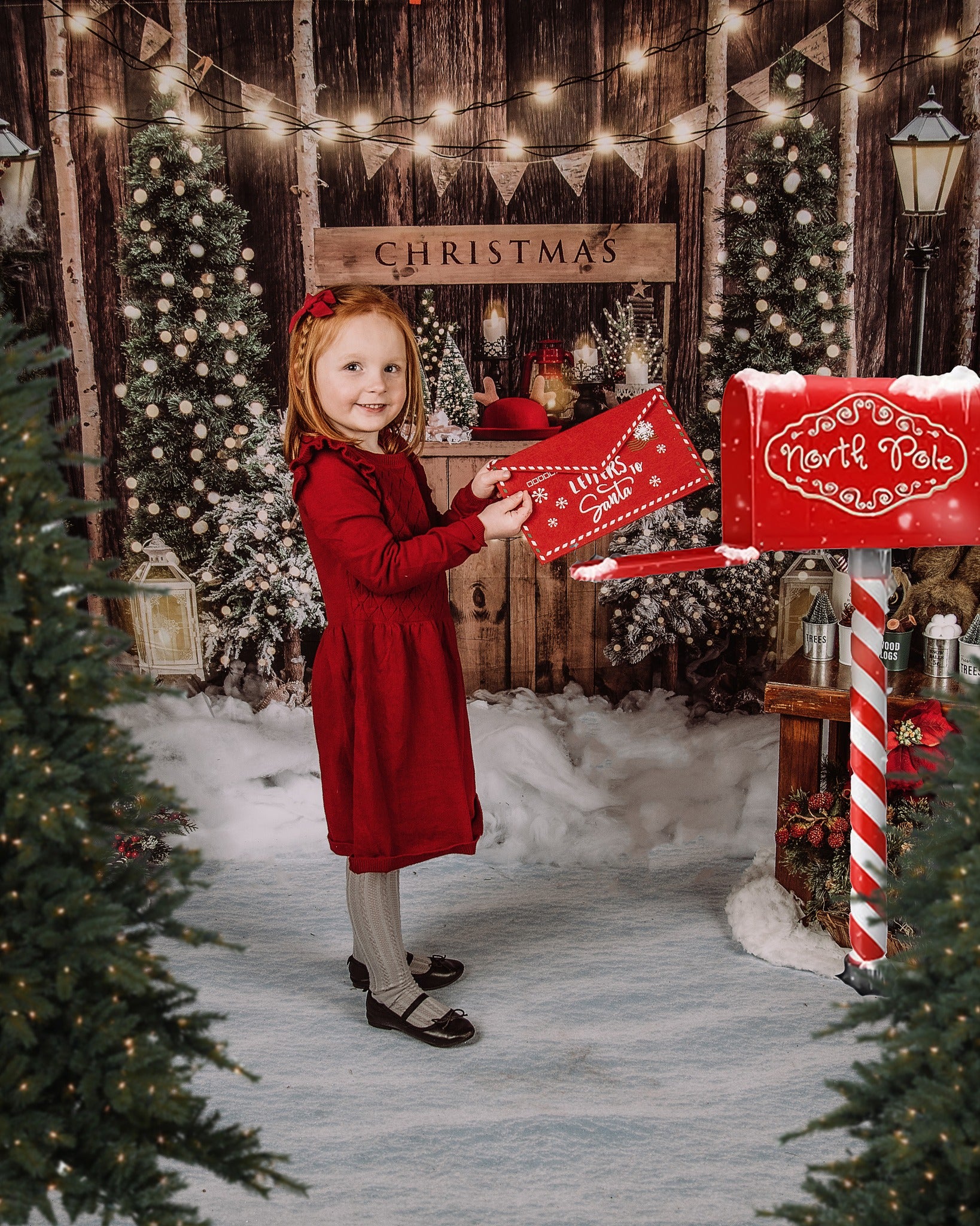 Kate Weihnachten Winter Hintergrund Holz Schnee von Emetselch - Kate Backdrop.de
