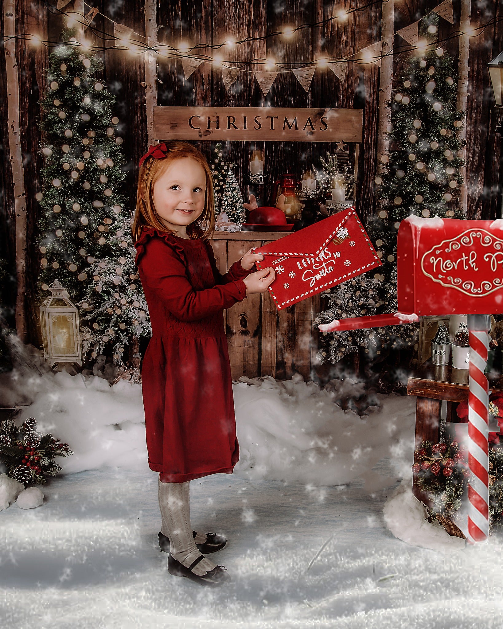Kate Weihnachten Winter Hintergrund Holz Schnee von Emetselch - Kate Backdrop.de
