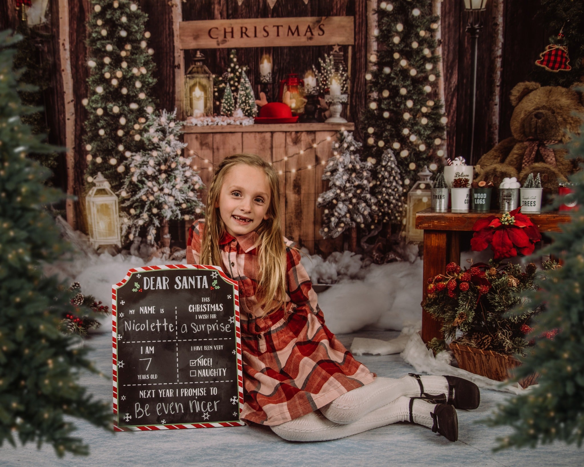 Kate Weihnachten Winter Hintergrund Holz Schnee von Emetselch - Kate Backdrop.de