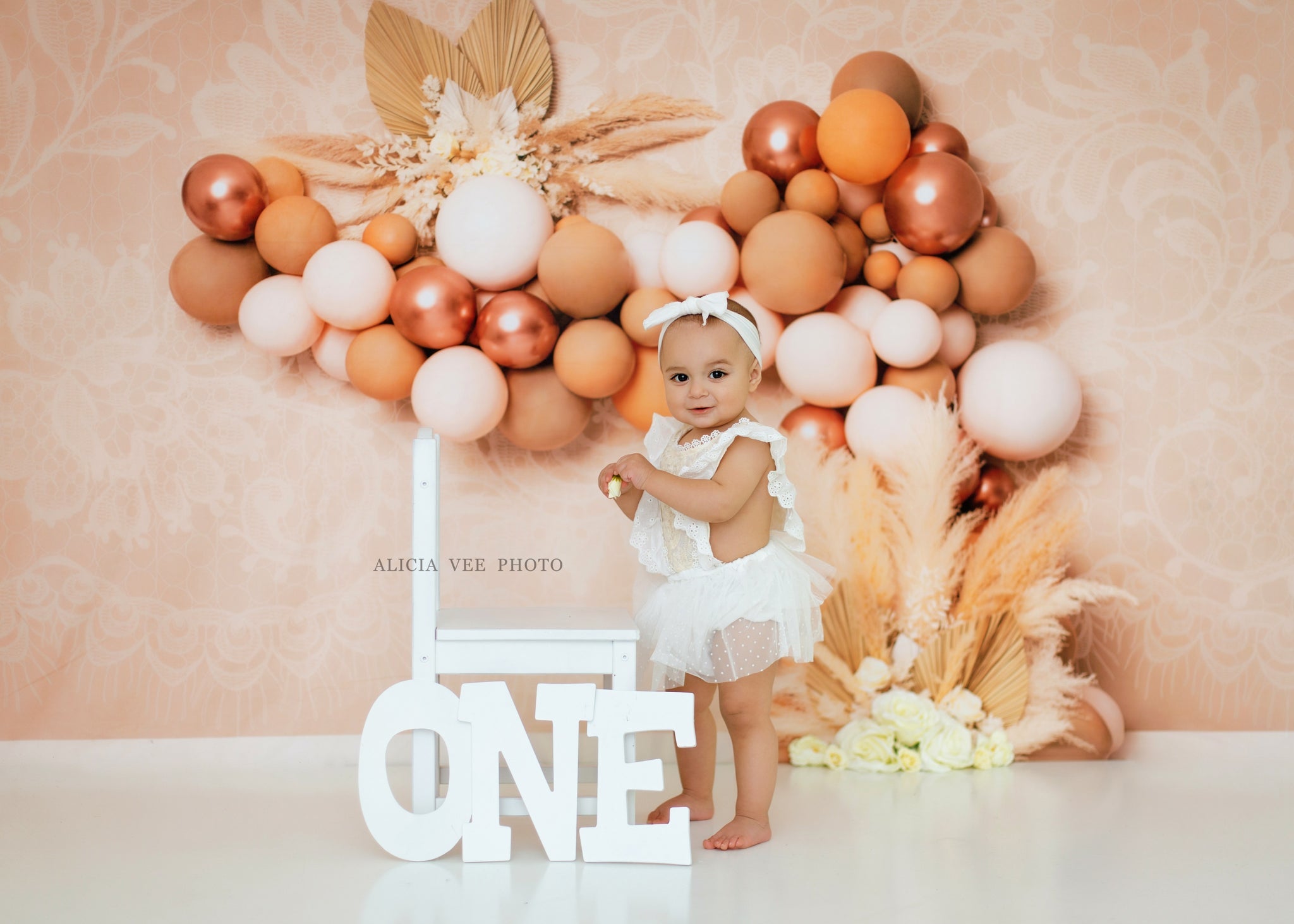 Kate Blumen Boho Geburtstag Ballon Herbst Hintergrund für Fotografie von Kerry Anderson - Kate Backdrop.de