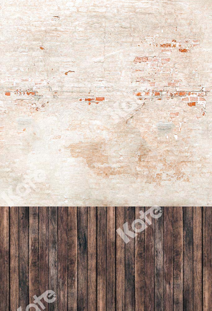 Kate Kombibackdrop schäbig Backsteinmauer retro Holz  Hintergrund