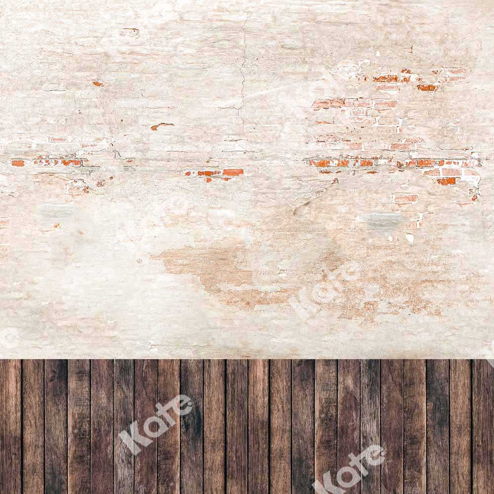 Kate Kombibackdrop schäbig Backsteinmauer retro Holz Hintergrund - Kate Backdrop.de