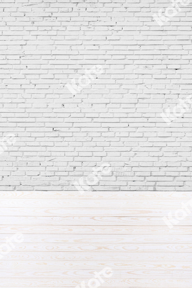 Kate Kombibackdrop Weiße Backsteinmauer weißes Holz Porträt Hintergrund - Kate Backdrop.de